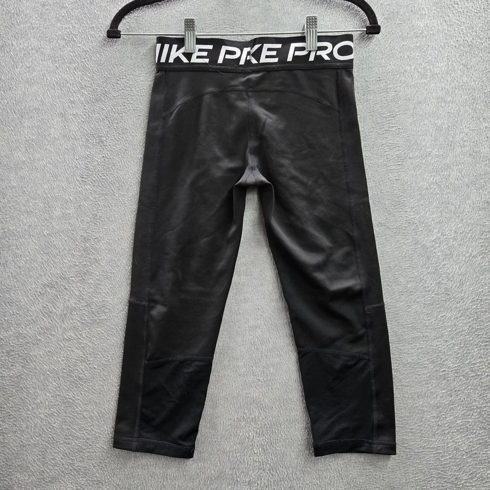 Nike Pro Women Activewear‎ Pants L Black DRI-FIT Pro Compression Tights Logo